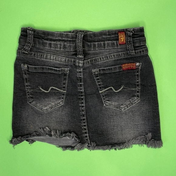 7 For all Mankind Girls Black Denim Embellished Mini Skirt - Picture 4 of 6